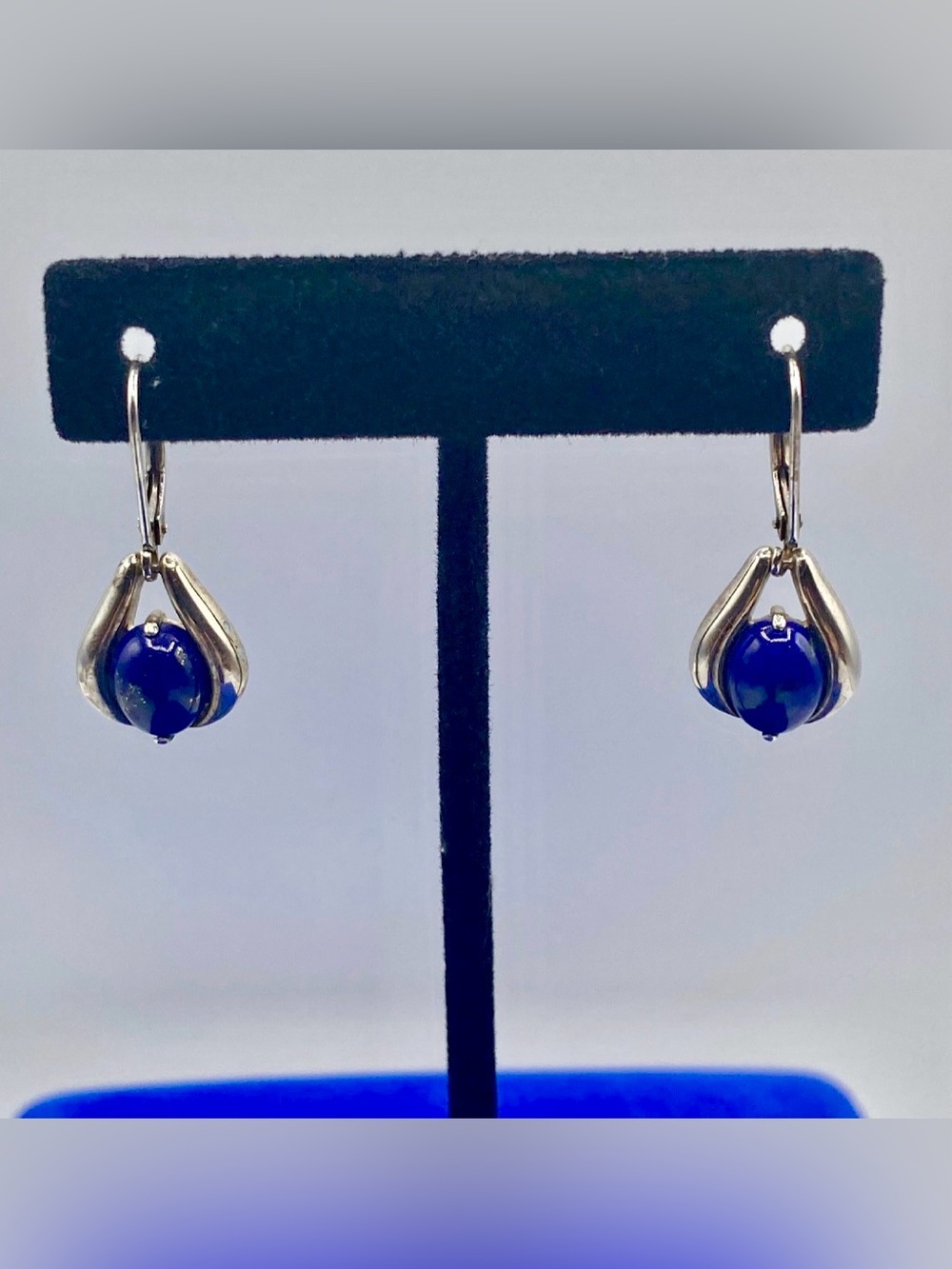 Sterling Silver Hong Kong Lapis Earrings